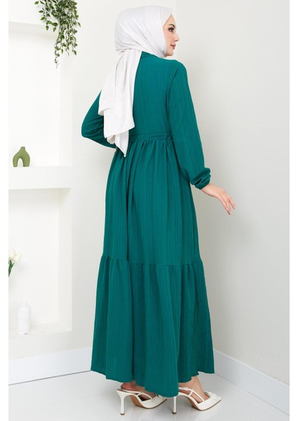 Beli Büzgülü Lara Elbise Zümrüt Hm2452 fırsatları