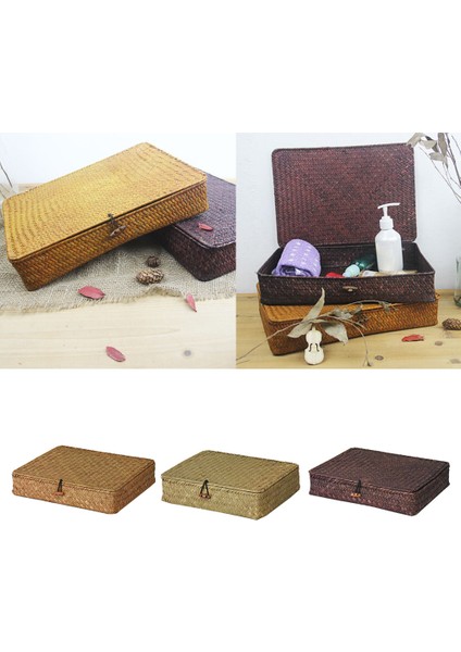 Dokuma Sepetler Kapaklar Çayırı Depolama Tuvalet Malzemesi Sıralayıcılar Sarı (Yurt Dışından) indirimleri