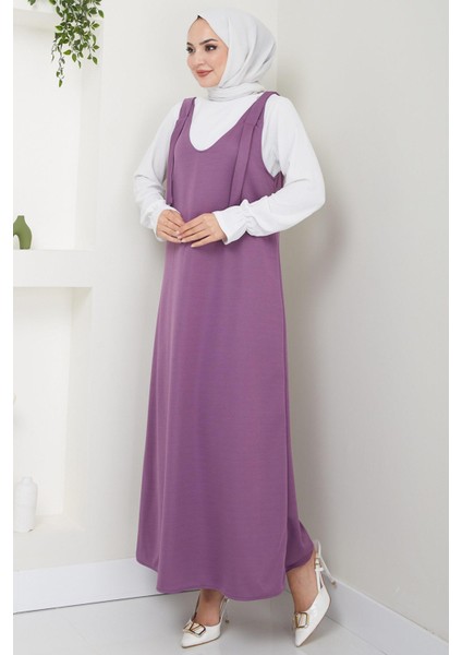 Nehir Örme Jile Elbise Mor Hm2389
