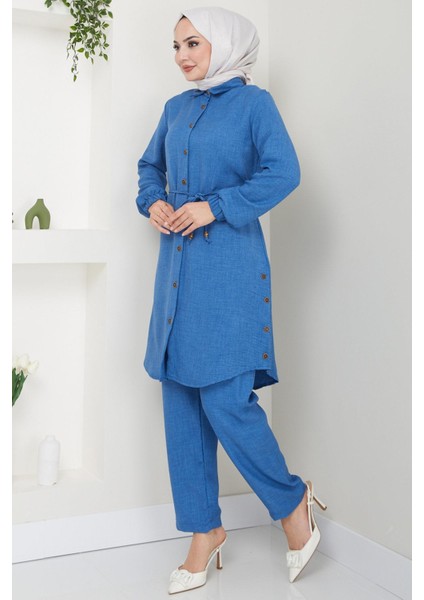 Düğme Detaylı Ikili Takım Indigo Hm2448 fırsatları