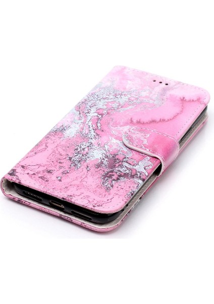 Iphone Xs Max Manyetik Mermer Desen Kart Yuvaları Tutucu Pu Için Flip Case (Yurt Dışından)