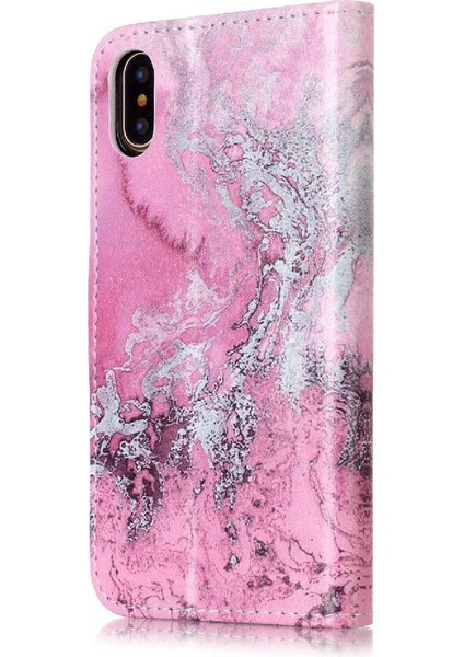 Iphone Xs Max Manyetik Mermer Desen Kart Yuvaları Tutucu Pu Için Flip Case (Yurt Dışından)