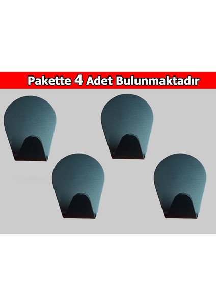 Kendinden Yapışkanlı 4 Lü Paket Tombul Mat Siyah Bornoz Havlu Askısı