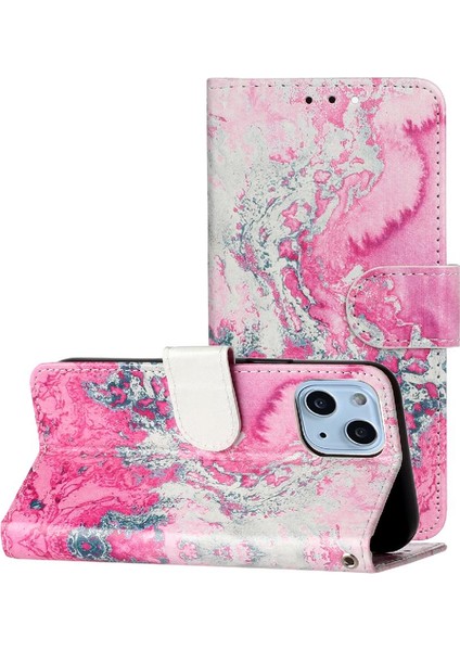 Iphone 14 Için Flip Case Artı Pu Deri Cüzdan Kart Yuvaları Tutucu Mermer (Yurt Dışından)