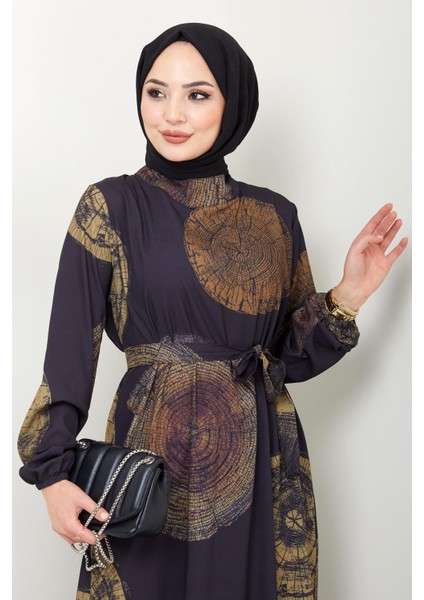 Ladin Dijital Baskılı Elbise Yağ Yeşili Hm2440 fiyatları