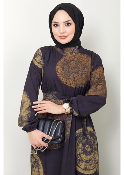 Ladin Dijital Baskılı Elbise Yağ Yeşili Hm2440 fırsatları