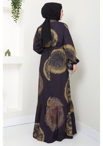 Ladin Dijital Baskılı Elbise Yağ Yeşili Hm2440 indirimleri