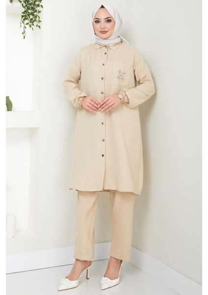 Cebi Taşlı Ikili Takım Bej Hm2447