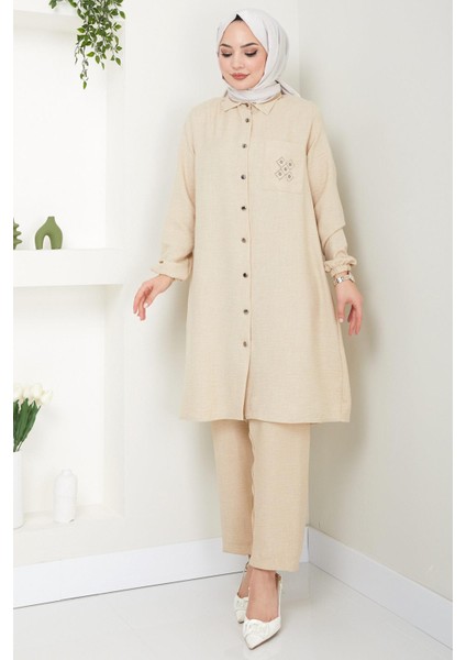 Cebi Taşlı Ikili Takım Bej Hm2447 indirimleri