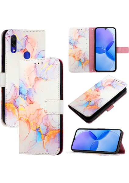 Xiaomi Redmi Not 7/7 Pro Pu Deri Mermer Desen Cüzdan (Yurt Dışından)