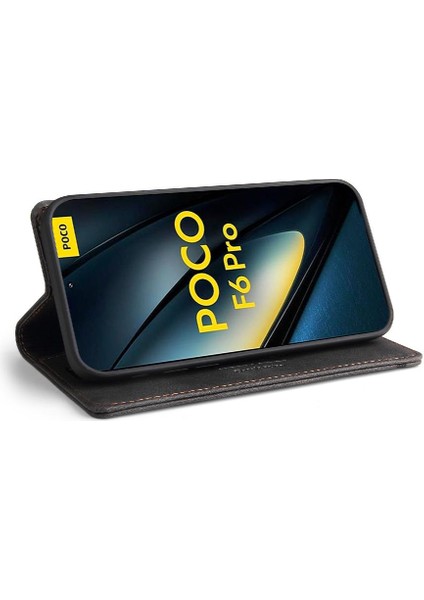 Xiaomi Poco F6 Pro Premium Deri Premium Deri Iki Için Flip Case (Yurt Dışından)