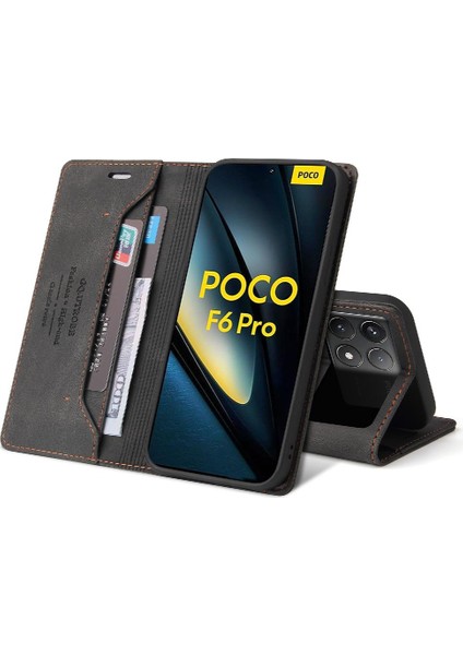 Xiaomi Poco F6 Pro Premium Deri Premium Deri Iki Için Flip Case (Yurt Dışından)