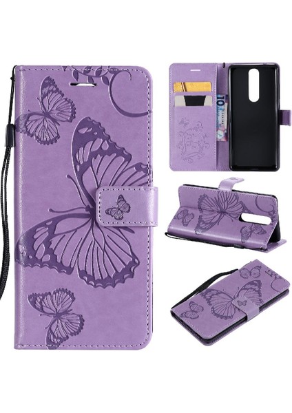 Kart Yuvası Standı ile Nokia 5.1 Için Flip Case Darbeye Kapak Kapak Çevirin (Yurt Dışından)