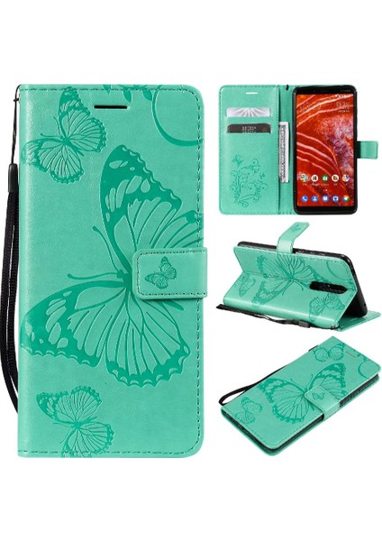 Nokia 3.1 Için Flip Case Artı Darbeye Kapak Kart Pu ile Kickstand Çevirin (Yurt Dışından)