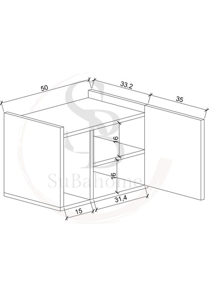 Subahome 50 cm Mdf Modern Beyaz Komodin Çok Amaçlı Dolap Yan Sehpa Plak Dolabı Koltuk Yanı Sehpa