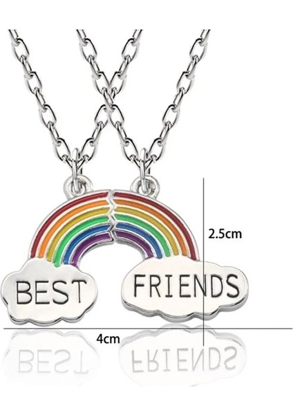 2 Adet Gökkuşağı Best Friends Kolye Bff Ikili Arkadaşlık Kolyesi