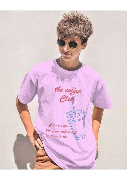 Coffee Club Tasarım Relaxed Fit Erkek Önü Baskılı Tişört