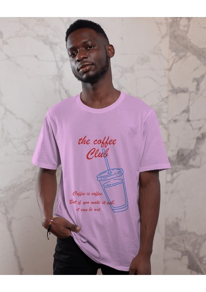 Coffee Club Tasarım Relaxed Fit Erkek Önü Baskılı Tişört