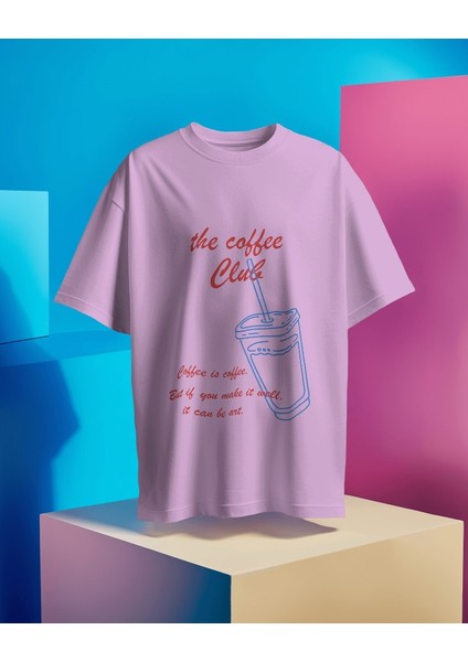Coffee Club Tasarım Relaxed Fit Erkek Önü Baskılı Tişört