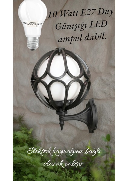 10 Watt 3000K Günışığı Ampul Dahil, Elektrikle Çalışır Bahçe Duvar Aydınlatma Armatürü, Duvar Apliği