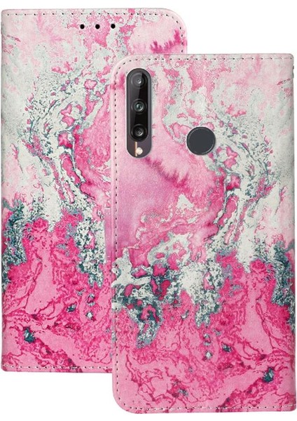 Huawei P40 Lite E Mermer Desen Için Flip Case Tam Koruma Manyetik Pu (Yurt Dışından)