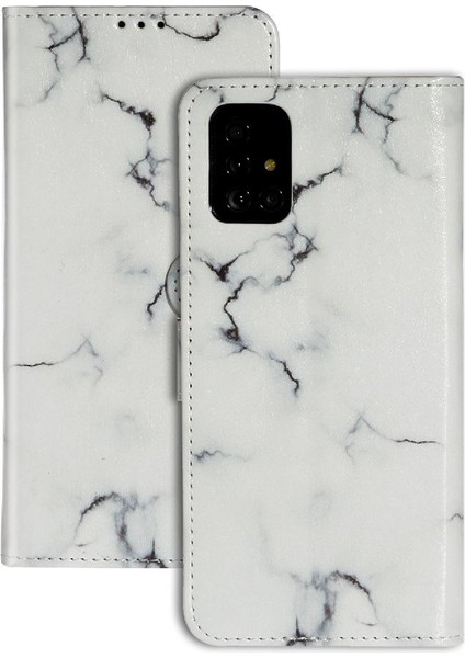 Galaxy A51 4g Için Flip Case Manyetik Pu Deri Cüzdan Tam Mermer (Yurt Dışından)