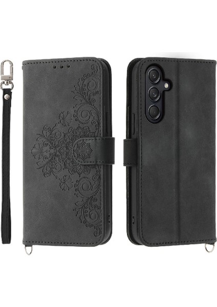 Galaxy M55 Darbeye Dayanıklı Kabartmalı Bileklik Çoklu Için Flip Case (Yurt Dışından)