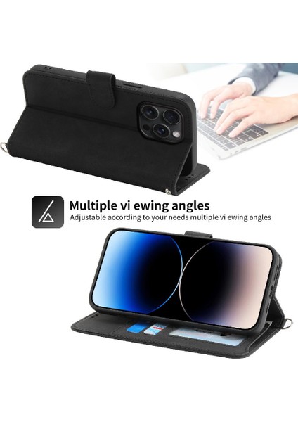 Iphone 15 Için Flip Case Pro Max Darbeye Dayanıklı Kabartmalı Bileklik Çoklu (Yurt Dışından)