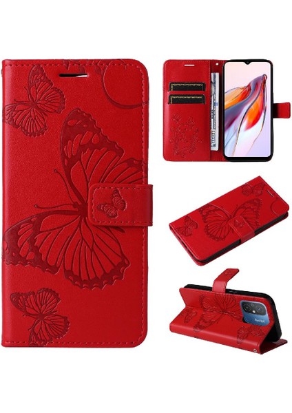 Kart ile Xiaomi Redmi 12C Manyetik Kapak Darbeye Kapak Için Flip Case (Yurt Dışından)