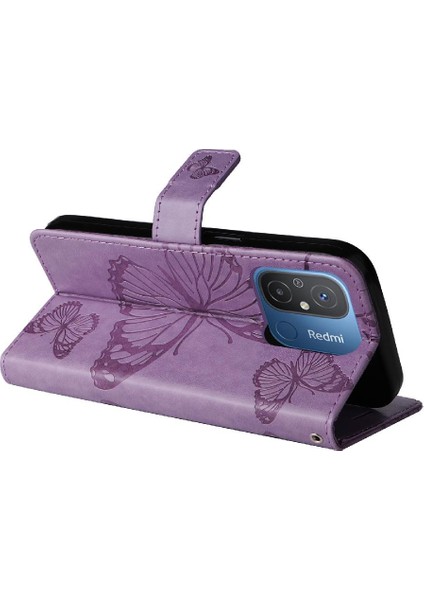 Kart ile Xiaomi Redmi 12C Manyetik Kapak Darbeye Kapak Için Flip Case (Yurt Dışından)