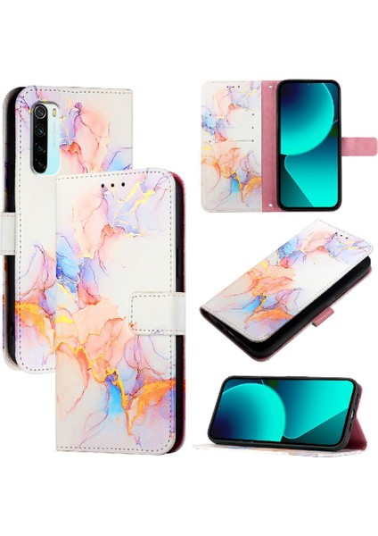 Xiaomi Redmi Not 8 Için Kılıf Pu Deri Mermer Desen Cüzdan Kickstand (Yurt Dışından)