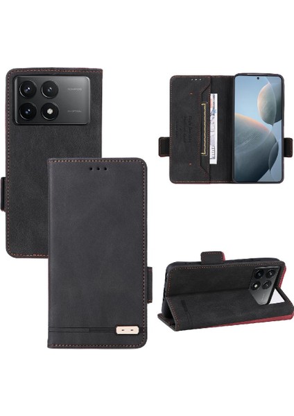Xiaomi Poco F6 Pro Deri Kart Tutucu ile Folio Flip Case (Yurt Dışından)