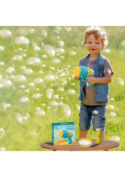 Oyuncak Duck Çok Delikli Pilli Köpük Atan Tabanca Oyuncağı 23 Delikli Bubble Gun