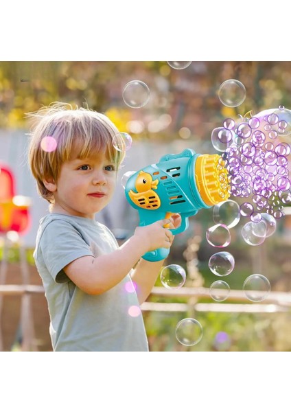 Oyuncak Duck Çok Delikli Pilli Köpük Atan Tabanca Oyuncağı 23 Delikli Bubble Gun fırsatları