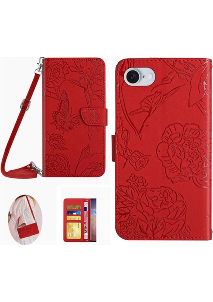 Iphone Se4 2024 Kelebekler ve Çiçekler Yumuşak Pu Deri ile Flip Case (Yurt Dışından)