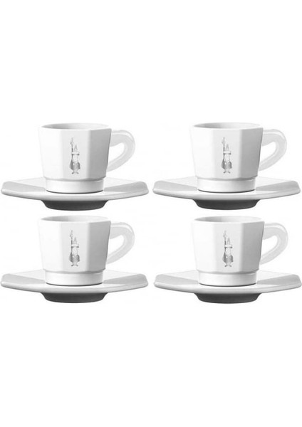 Set 4'lü Face Porselen Beyaz Fincan Seti