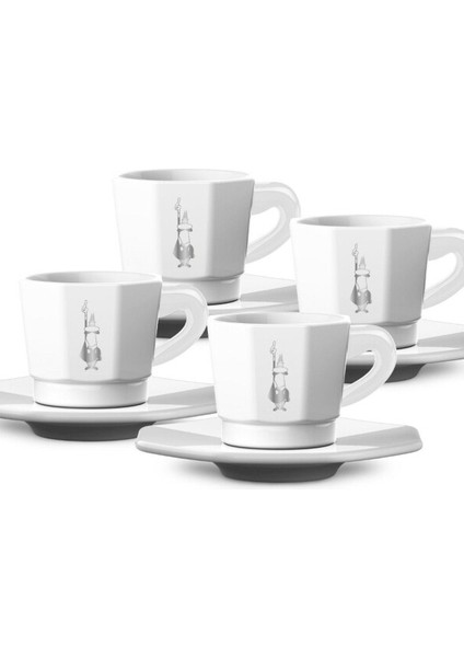 Set 4'lü Face Porselen Beyaz Fincan Seti