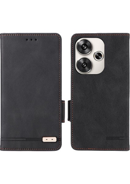 Xiaomi Poco F6 Deri Folio Flip Case Manyetik Karbon Fiber (Yurt Dışından)