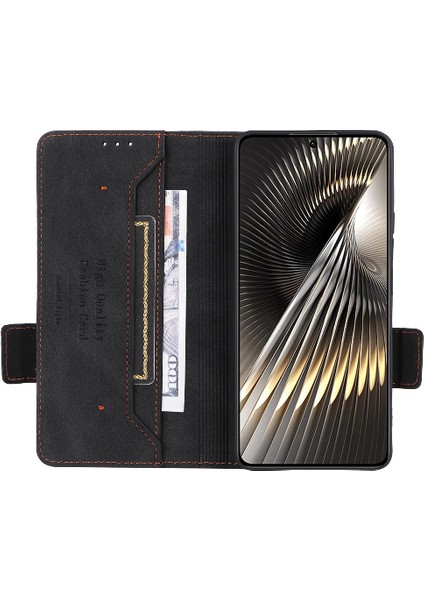 Xiaomi Poco F6 Deri Folio Flip Case Manyetik Karbon Fiber (Yurt Dışından)