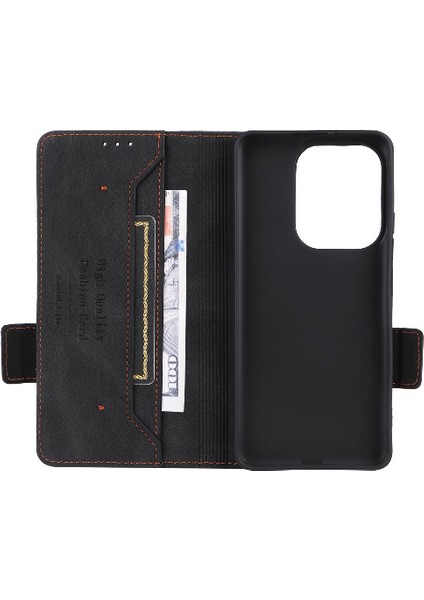 Xiaomi Poco F6 Deri Folio Flip Case Manyetik Karbon Fiber (Yurt Dışından)