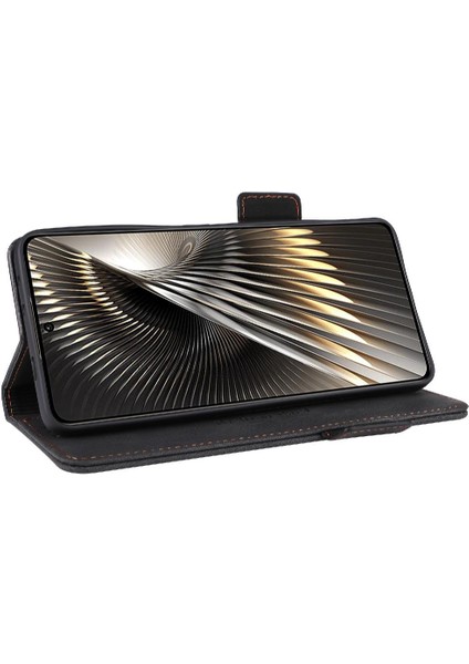 Xiaomi Poco F6 Deri Folio Flip Case Manyetik Karbon Fiber (Yurt Dışından)