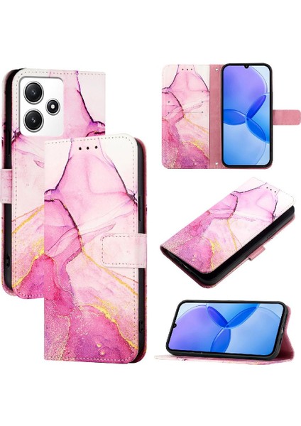 Xiaomi Redmi Için 12 4g Mermer Desen Pu Deri Kickstand Cüzdan (Yurt Dışından)