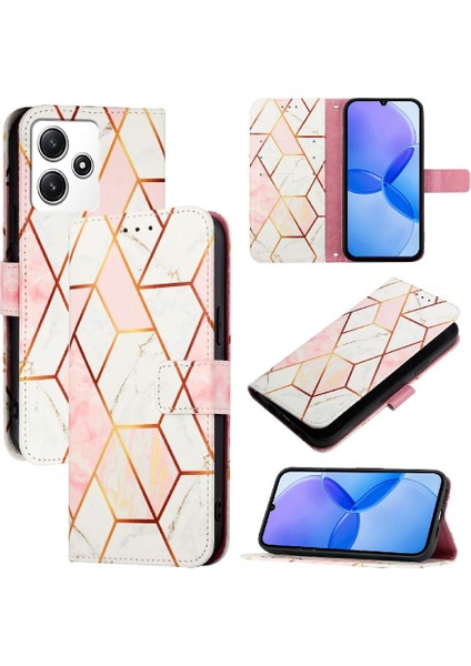 Xiaomi Redmi Için 12 4g Mermer Desen Pu Deri Kickstand Cüzdan (Yurt Dışından)