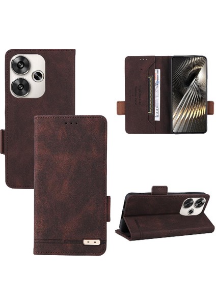 Xiaomi Poco F6 Deri Folio Flip Case Manyetik Karbon Fiber (Yurt Dışından)