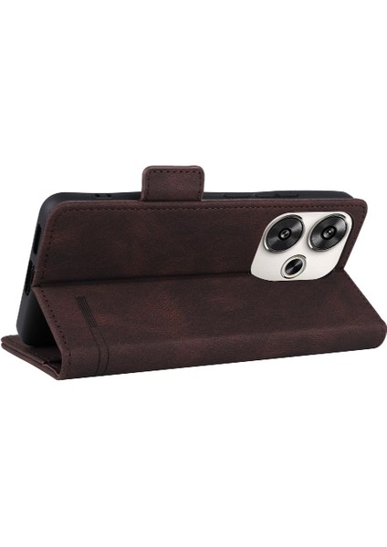 Xiaomi Poco F6 Deri Folio Flip Case Manyetik Karbon Fiber (Yurt Dışından)