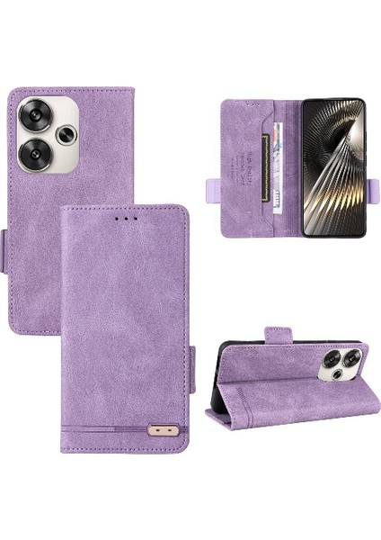 Xiaomi Poco F6 Deri Folio Flip Case Manyetik Karbon Fiber (Yurt Dışından)