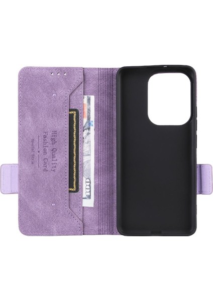 Xiaomi Poco F6 Deri Folio Flip Case Manyetik Karbon Fiber (Yurt Dışından)
