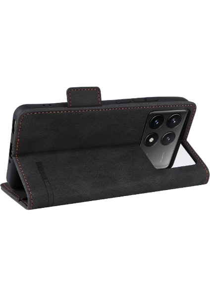 Xiaomi Poco F6 Pro Deri Kart Tutucu ile Folio Flip Case (Yurt Dışından)