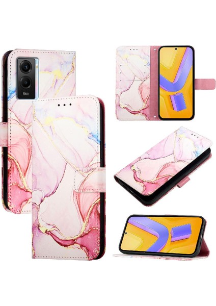 Vivo Iqoo U5 5g/iqoo U5E 5g Cüzdan Mermer Desen Kickstand Pu (Yurt Dışından)