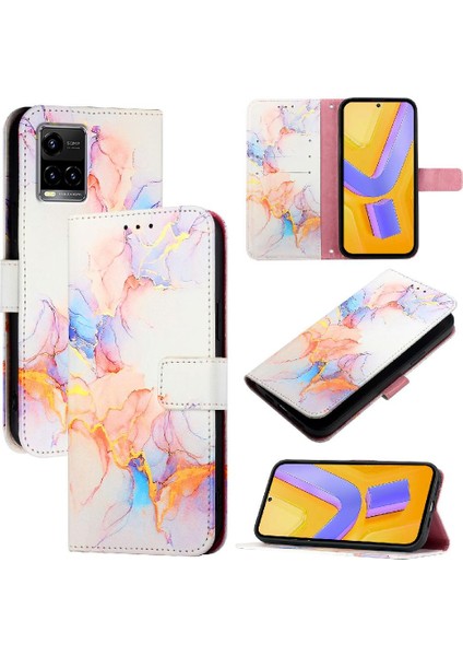 Vivo Y21/Y21S/Y21T Pu Deri Kickstand Mermer Desen Cüzdan Için Kılıf (Yurt Dışından) indirimleri